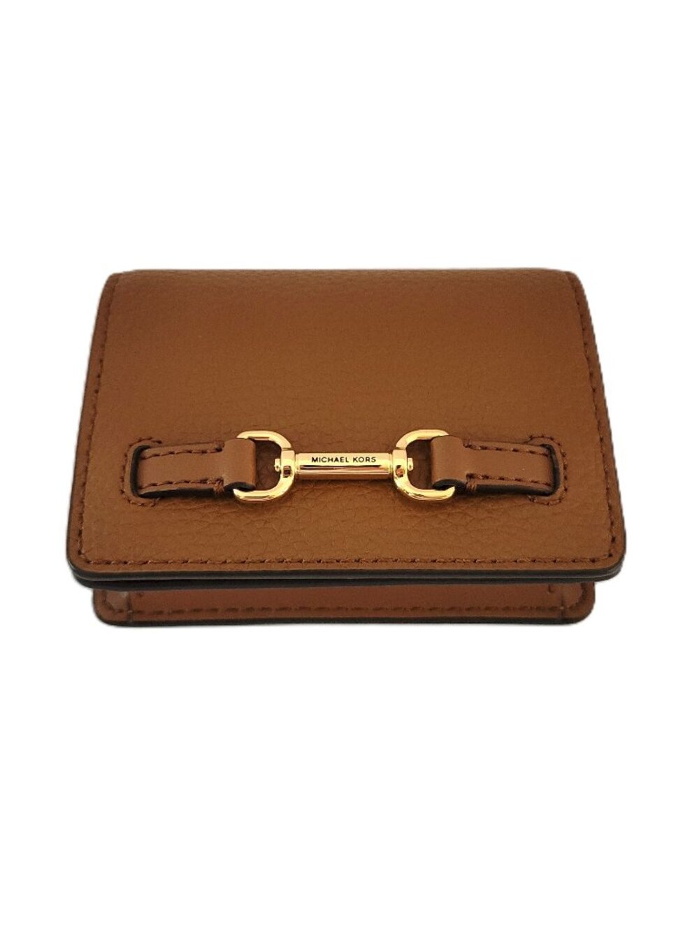 Michael Kors Carson Small Flap Wallet Luggage Pebbled Leather